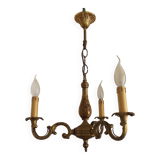 Lustre 3 feux ancien en bronze, France