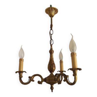 Lustre 3 feux ancien en bronze, France