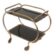 Brass and black glass bar cart / serving cart / side table by Grünstadt