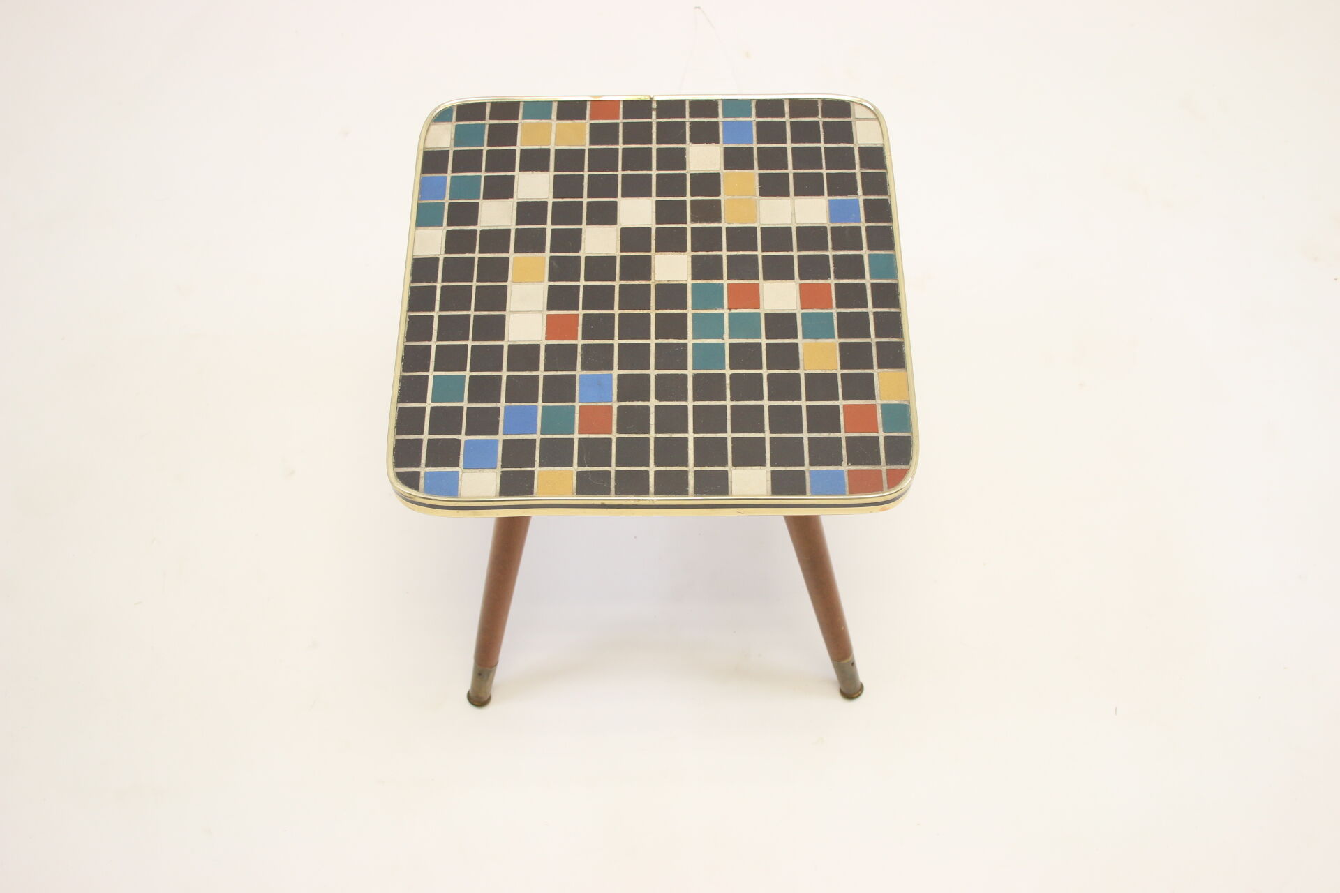 Vintage side table with mosaic tile top 4 sides