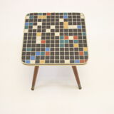 Vintage side table with mosaic tile top 4 sides