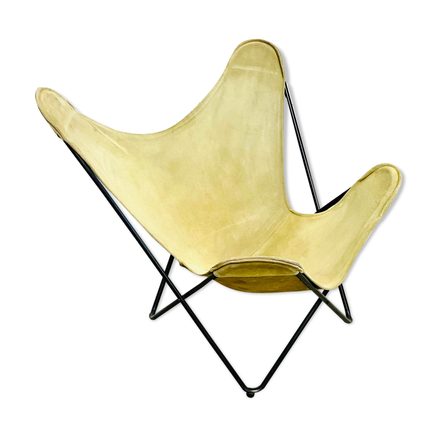 Vintage Butterfly Chair in Green Suede Leather, 1970s