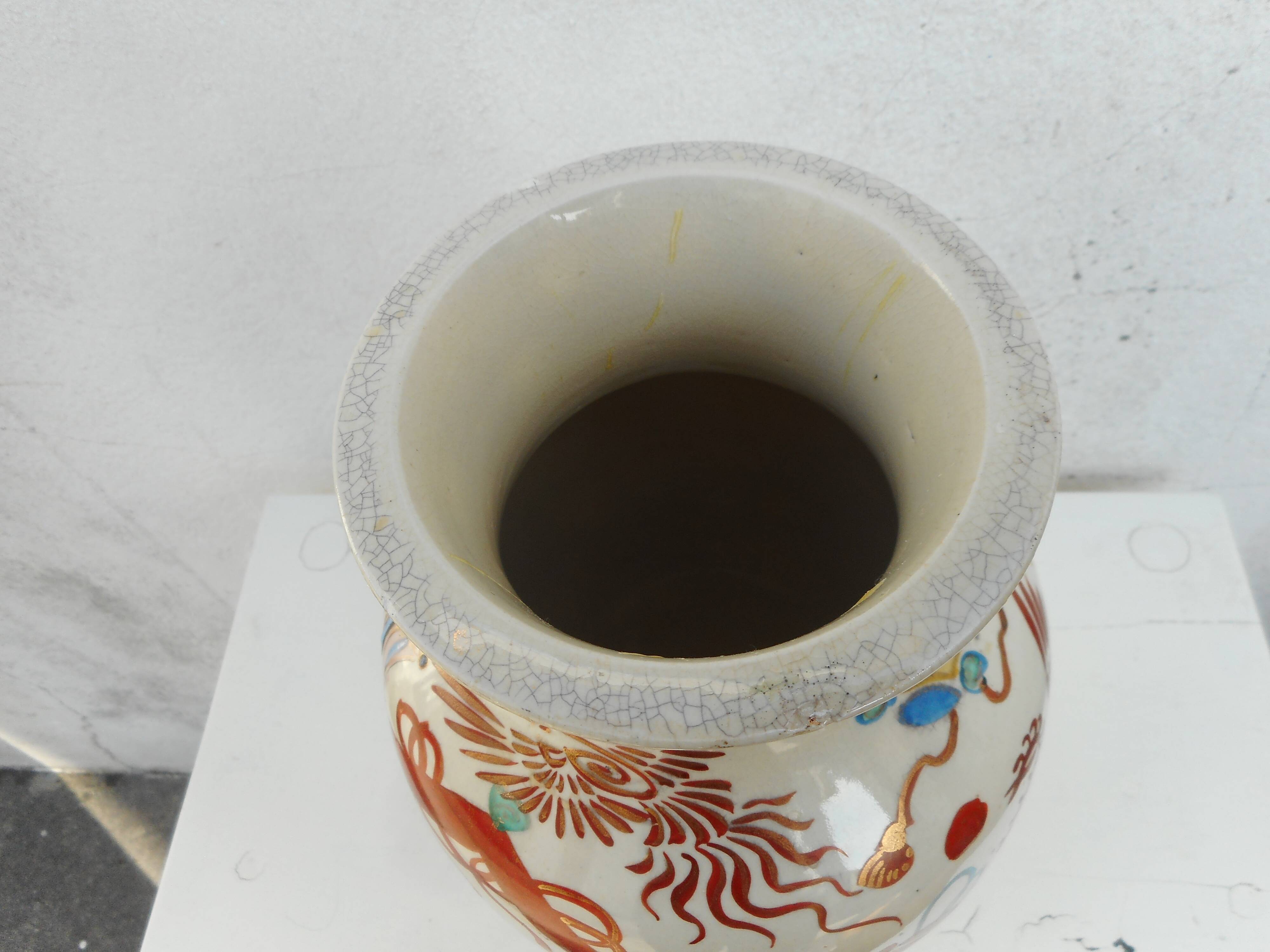 Vase in earthenware, Japanese décor