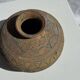 Small round ancient vase in engraved terracotta, Indonesian polychromy H10 D1