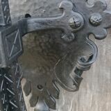 Pair of black wrought iron sconces - neo-Gothic style - from the 1950s
