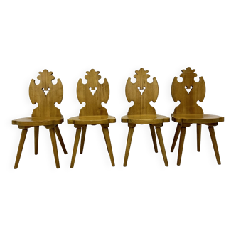 Lot de 4 chaises vintage de style brutaliste du milieu du siècle par Cepelia, 1960