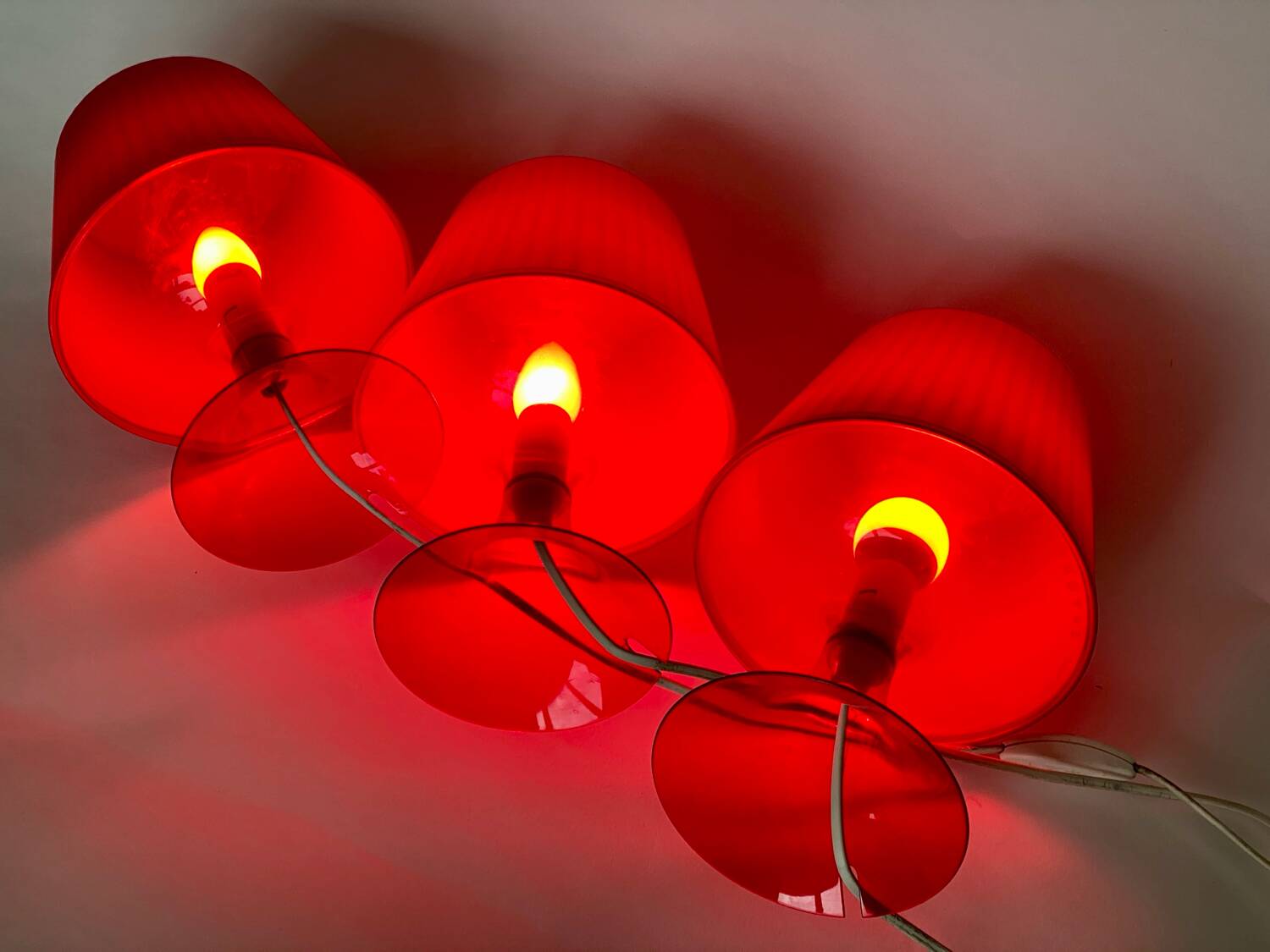 3 Lampes de table vintage ikea lampan rouge / bordeaux.
