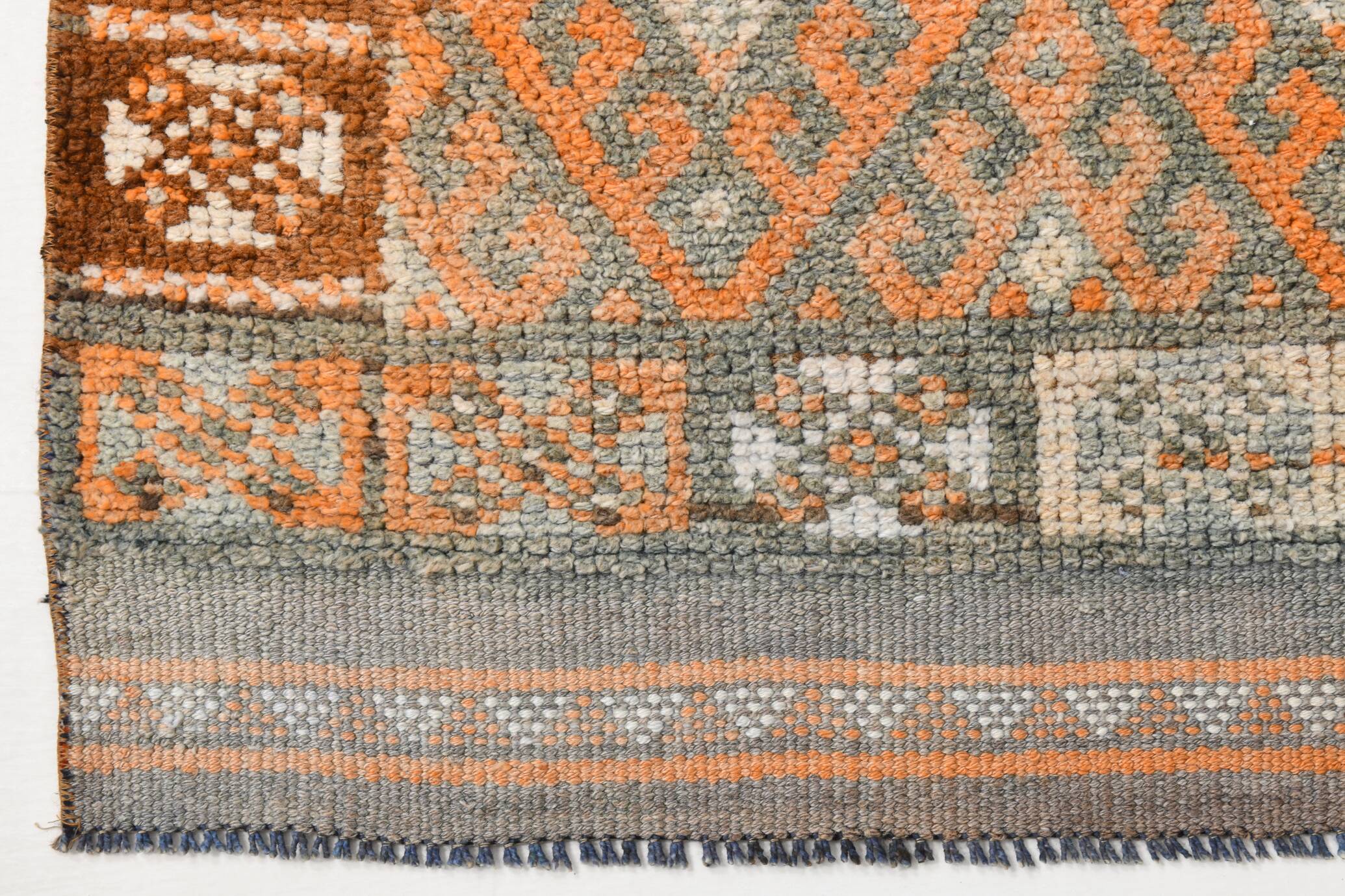 3x11 Orange Brown Tribal Turkish Vintage Runner Rug, 88x330Cm