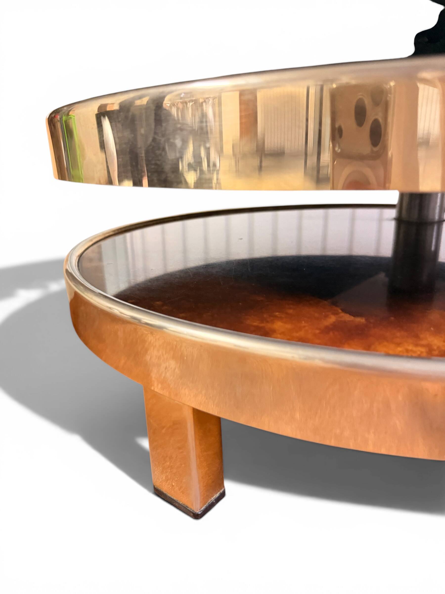Coffee Table with 3 Platforms in Elm Burl - Maria Pergay