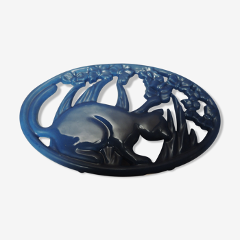 Blue cast-glass table mat