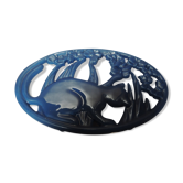 Blue cast-glass table mat