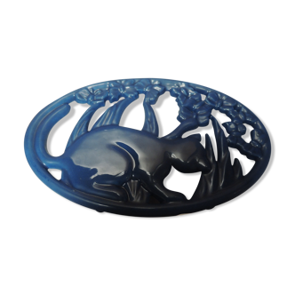 Blue cast-glass table mat