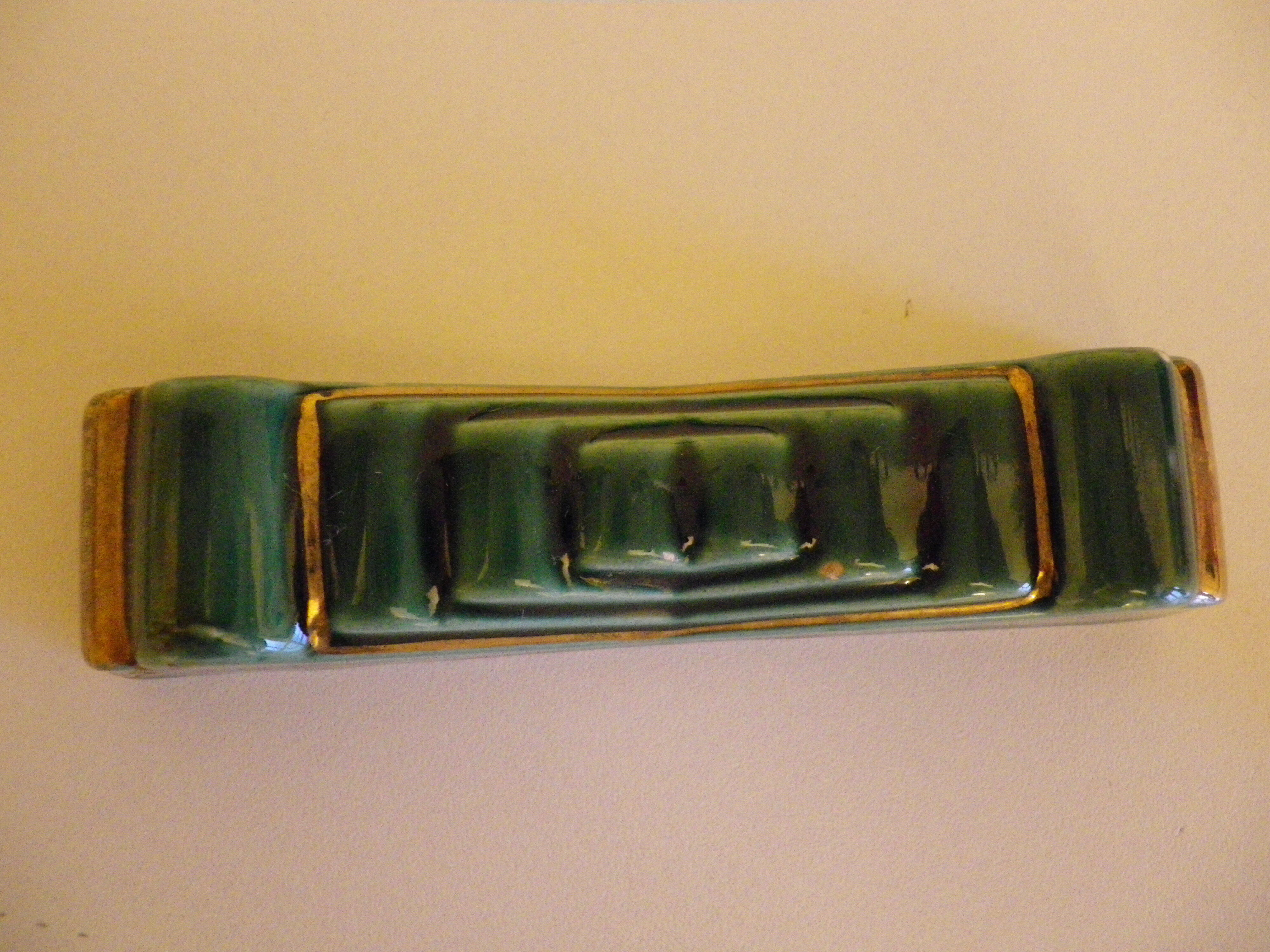 12 Doors green/golden ceramic knives - 1950s