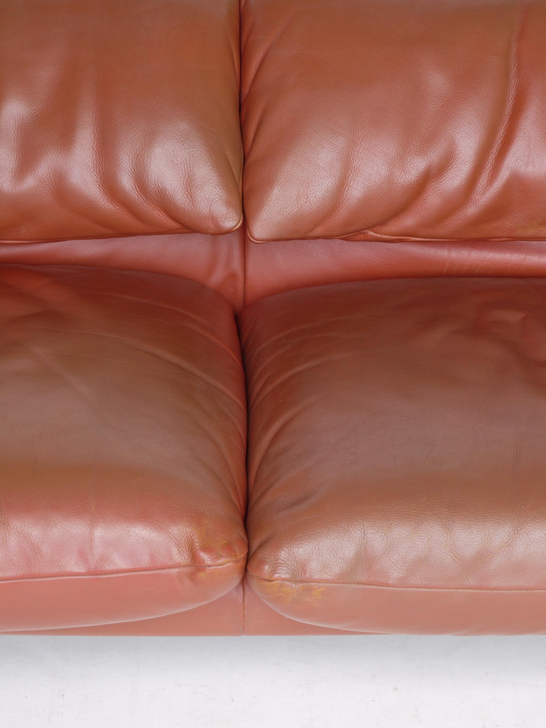 Italian Maralunga Leather Sofa by Vico Magistretti for Cassina