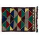 One-of-a-Kind Colorful Vintage Handmade Turkish Tulu Rug with Geometric Design, 100% Wool