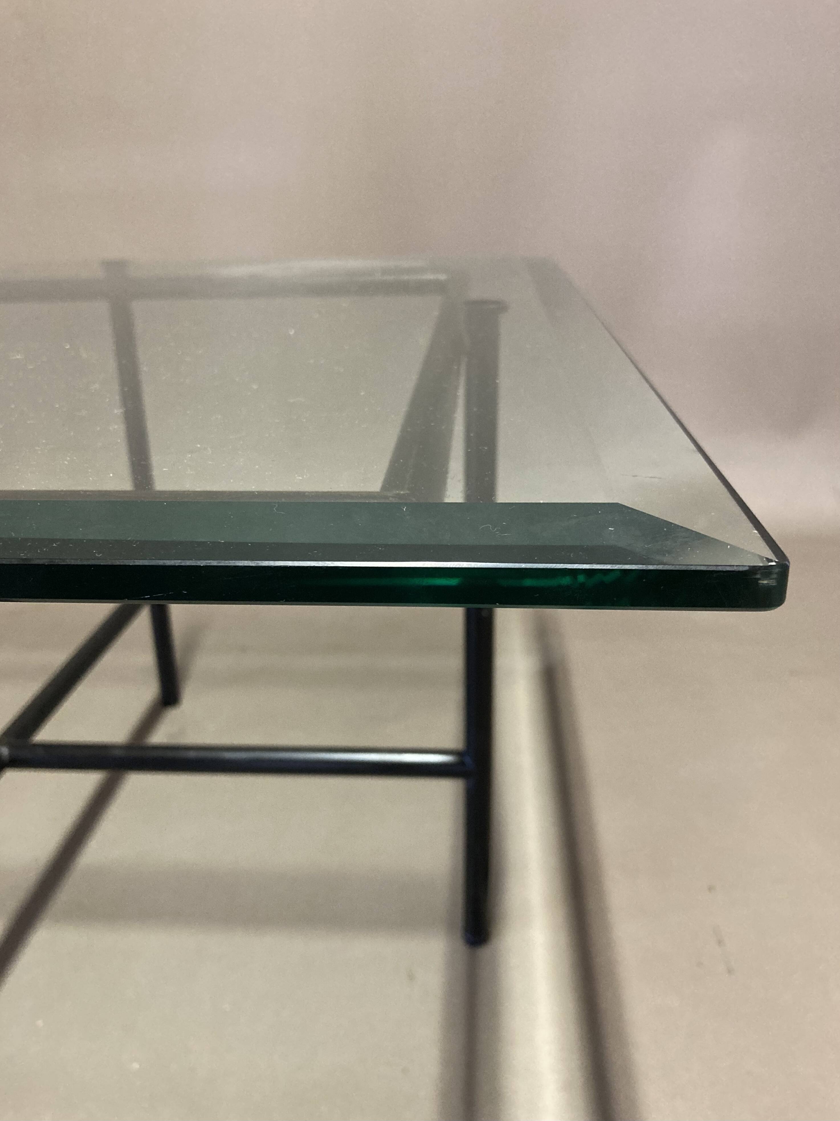 Glass and metal coffee table design 1950.