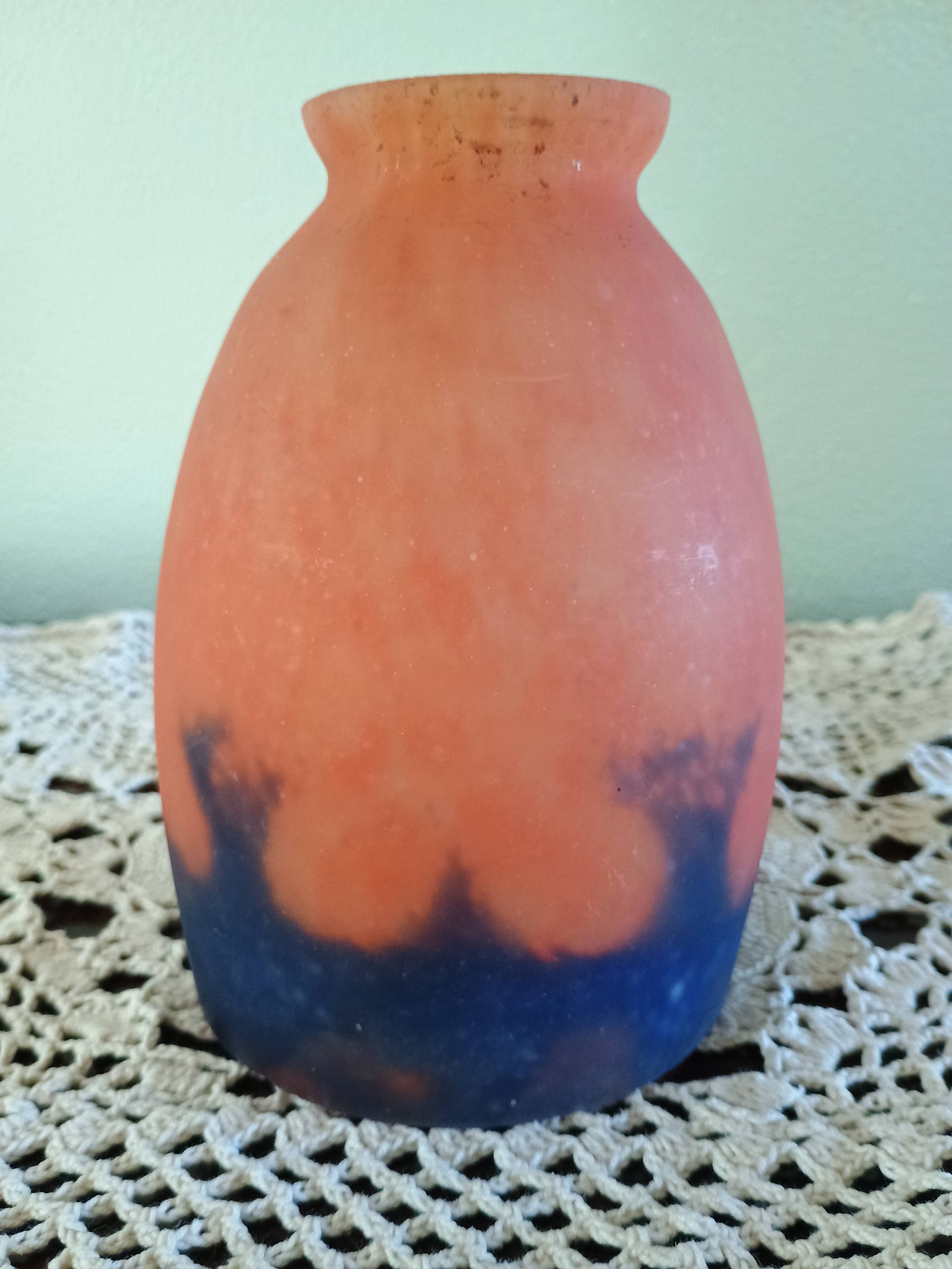 TULIP chandelier or lamp Marbled glass - Orange blue purple - Art Deco