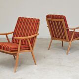 Pair of armchairs (TON) Thonet by Antonin Suman, orange pattern