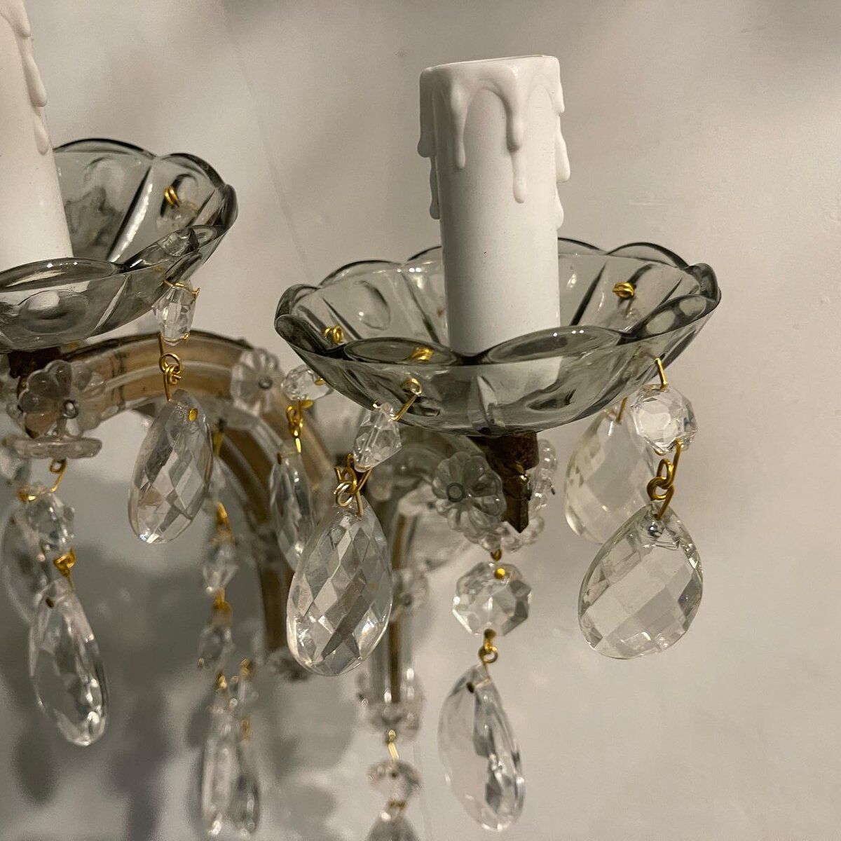 Vintage Crystal and Murano Glass Sconces, 1960s, Set of 2