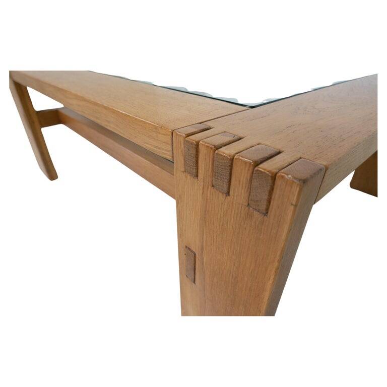 Mid-Century Modern Coffee Table by Guiseppe Rivadossi, Wood and Glass, Italy, 1970s