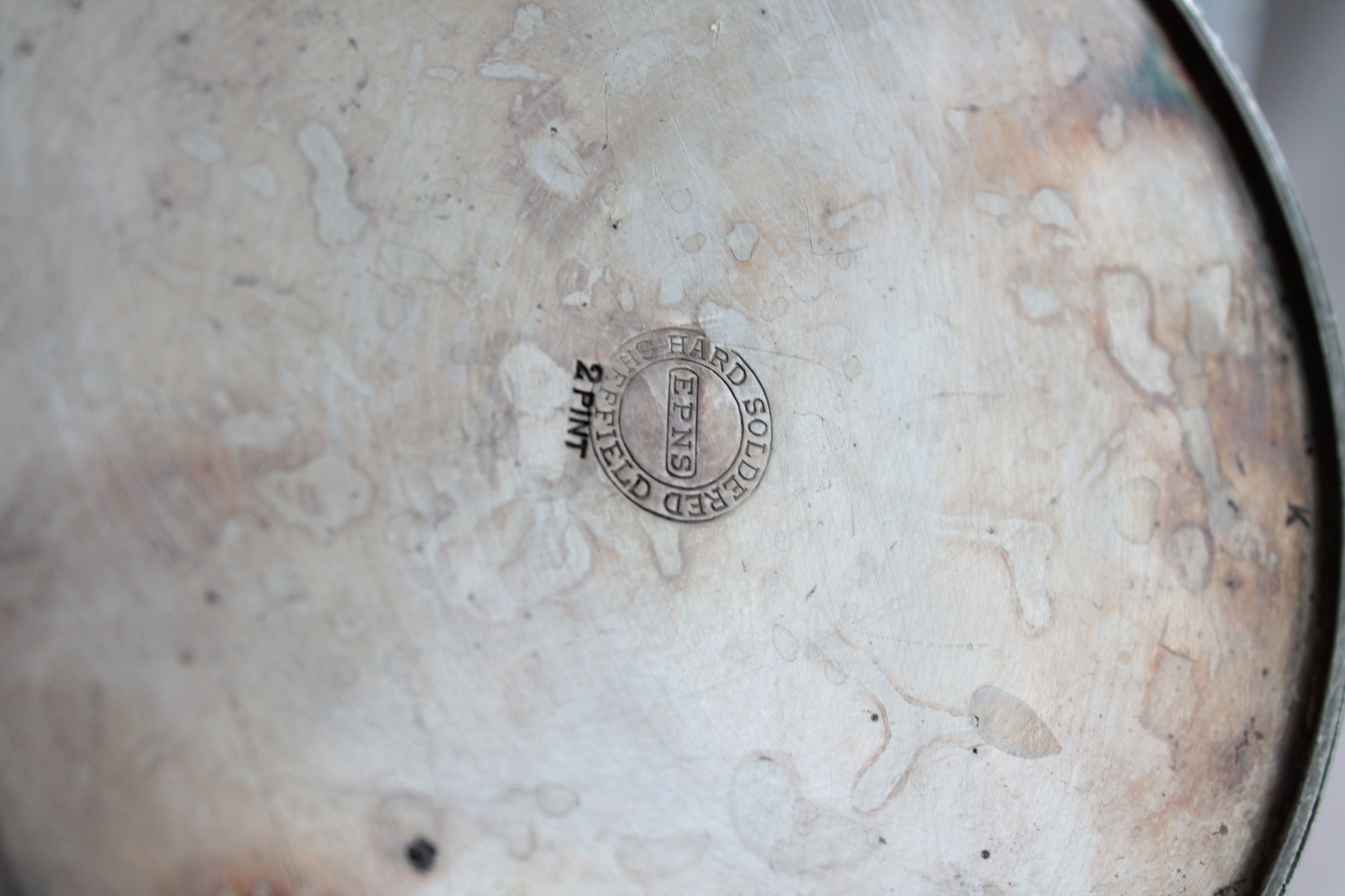 Old English teapot in silver EPNS, hard soldered Sheffield,