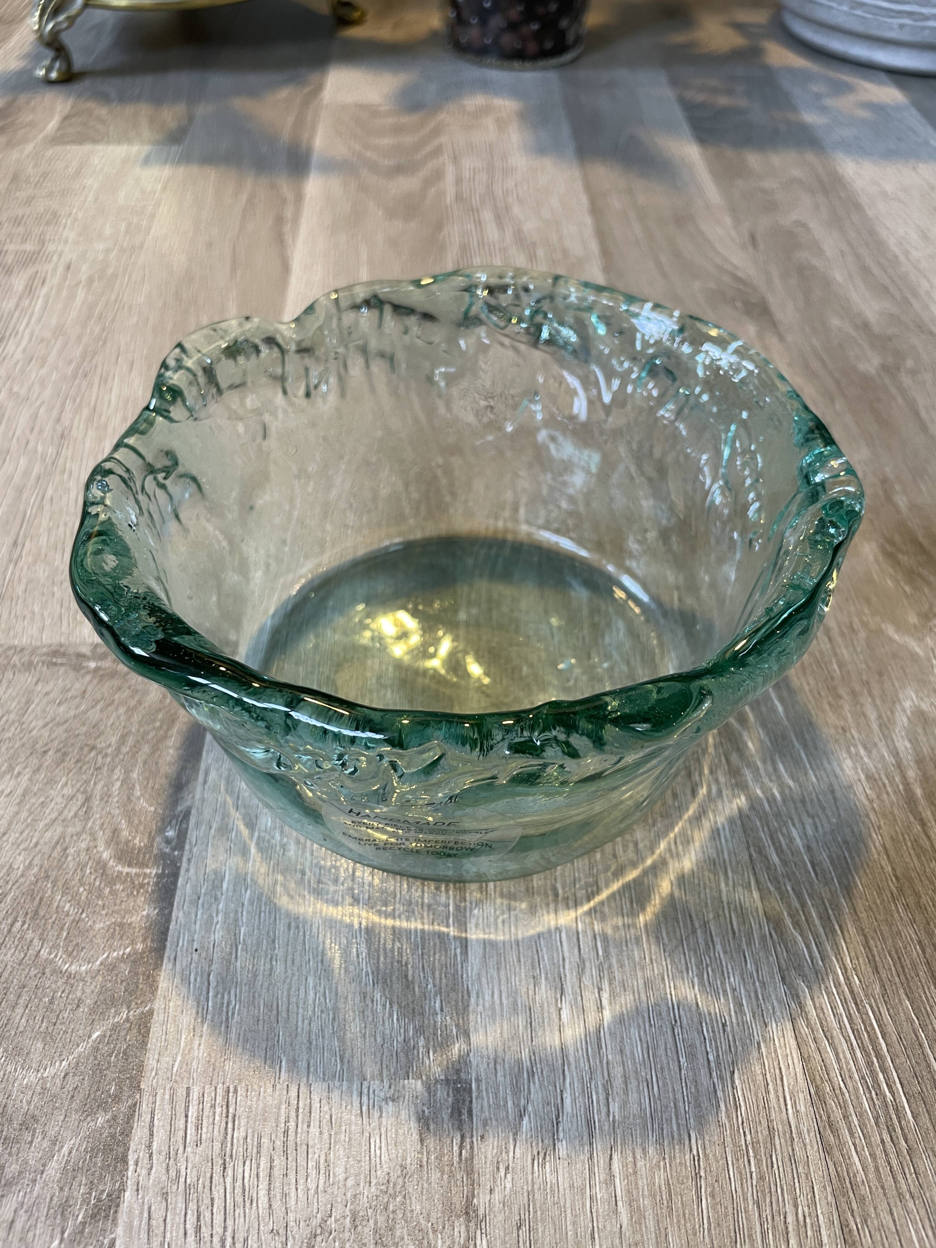 Small, free-form, organic glass jar