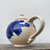 Teapot in blue and beige Japanese stoneware