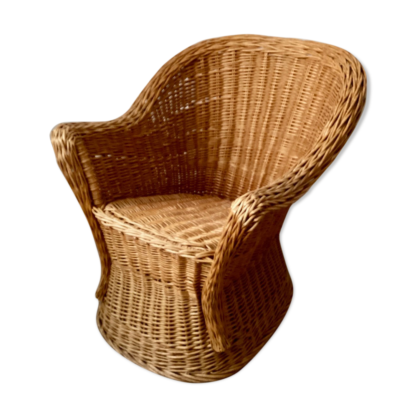 Braided wicker armchair