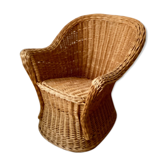 Braided wicker armchair