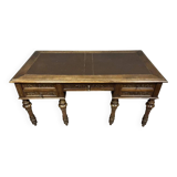 Renaissance style center desk with side pulls in carved walnut