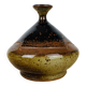 Boîte vintage en céramique émaillée marron et verte