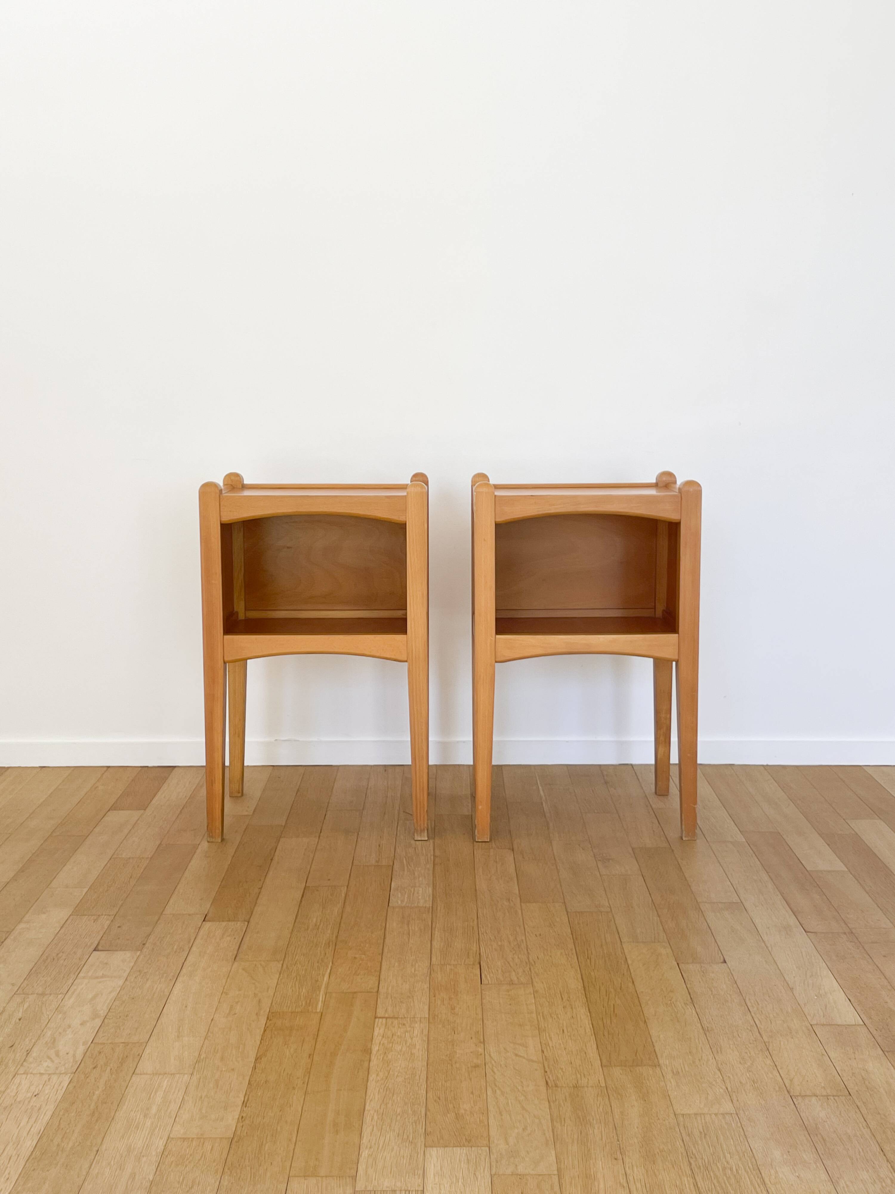 Pair of light wood bedside tables