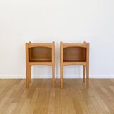 Pair of light wood bedside tables