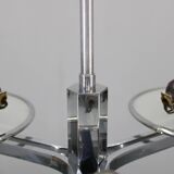 Restored Bauhaus or Art Deco chrome and glass chandelier, Czechoslovakia