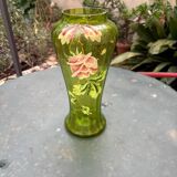 Art nouveau enamelled glass vase