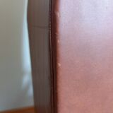 Scandinavian brown skai and wood armchair