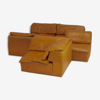 Modular sofa 5 heaters, foam and imitation leather, France, circa 1970