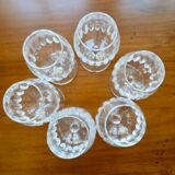 Set of 6 cut crystal cognac glasses