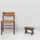 Tabouret bas rustique français en bois peint, vers 1900