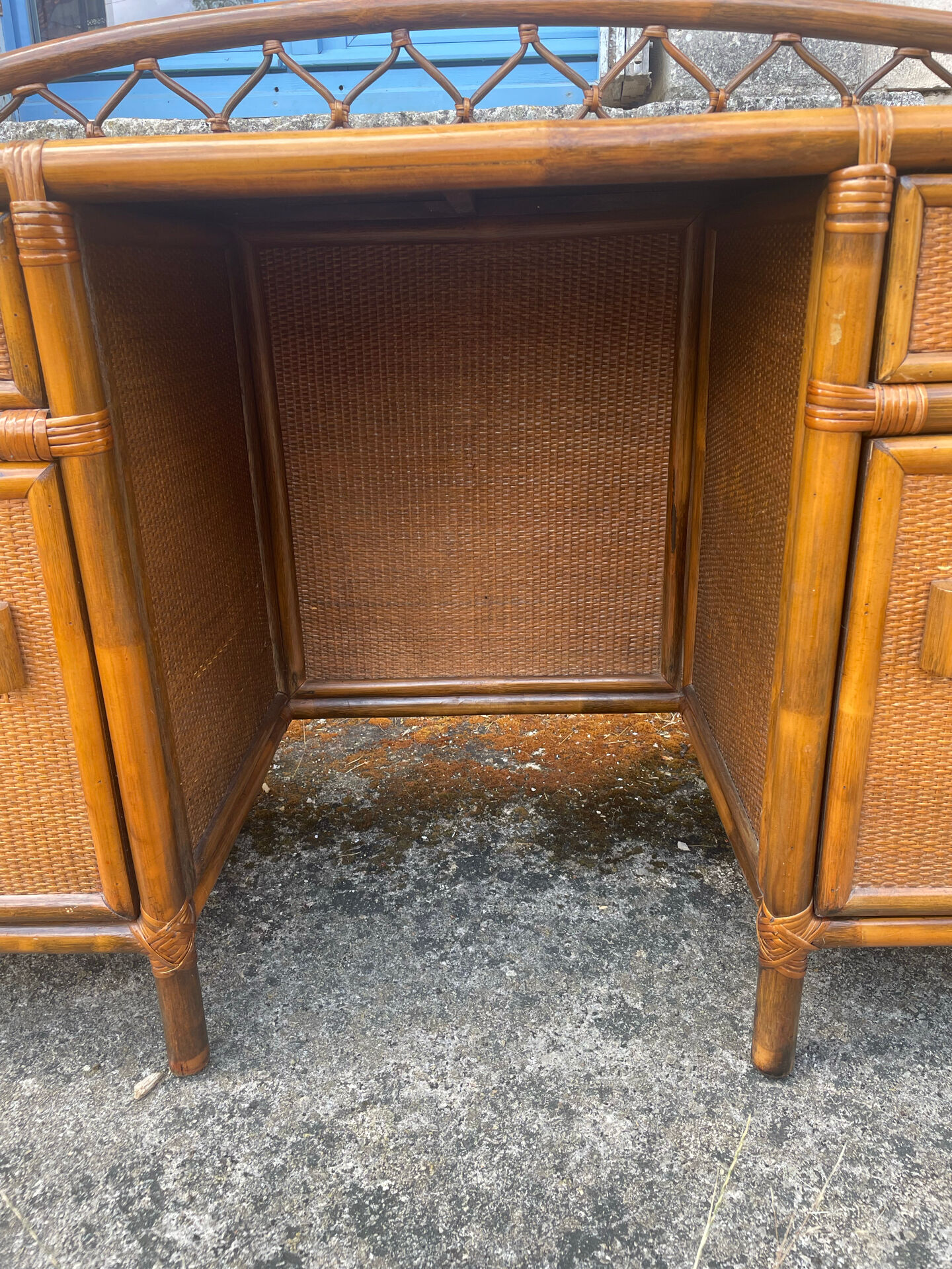 Vintage bamboo and rattan desk – 1960s-70s