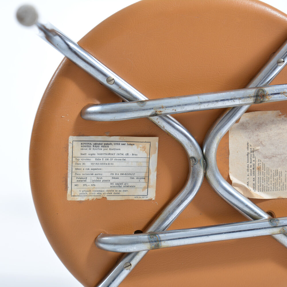 Midcentury Chair By Kovona In Leatherette And Chrome, 1970s