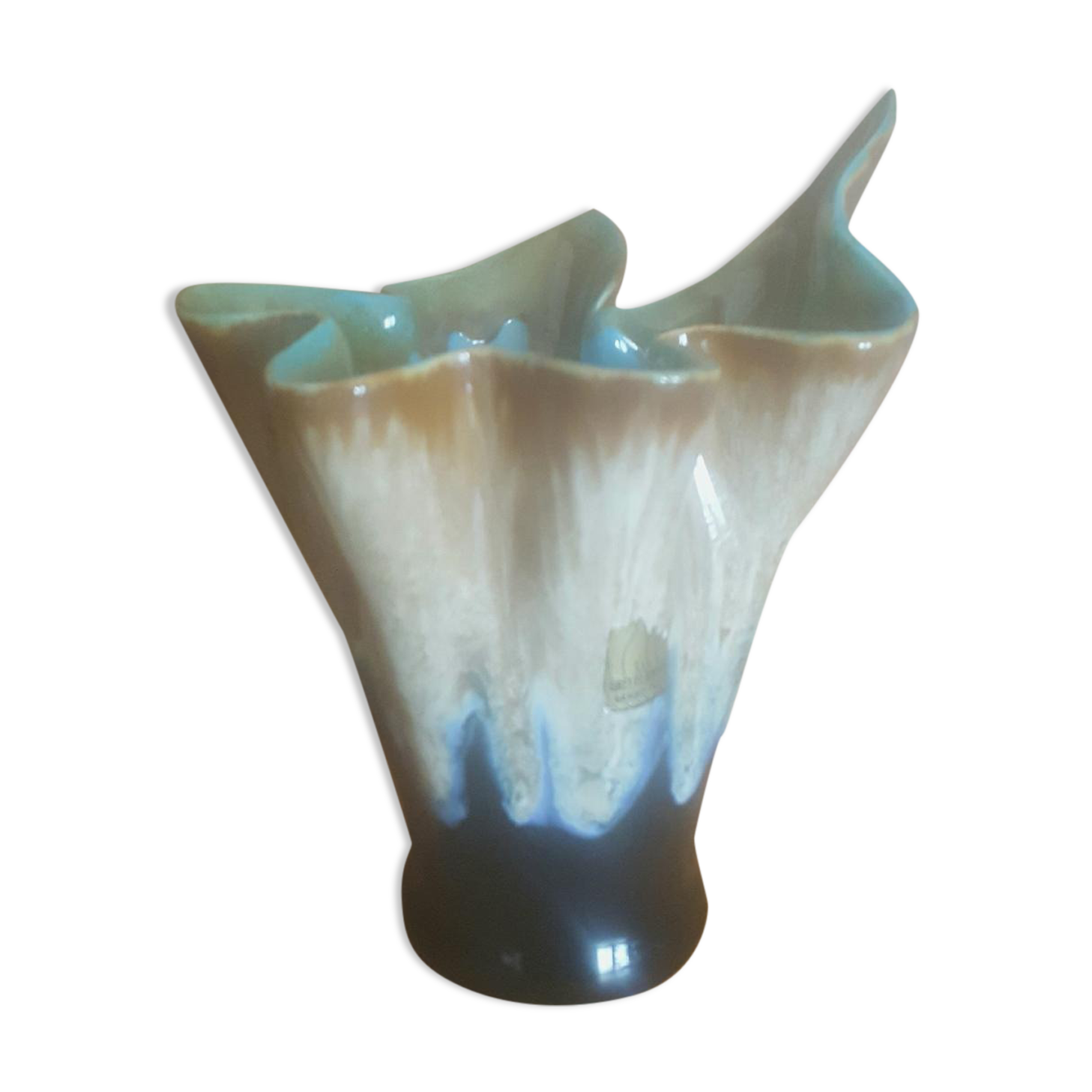 Vintage vase draped shape in flamed sandstone