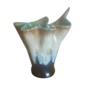 Vase vintage forme drapée en grès flammé