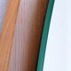 Large round light wooden wall mirror 1960s 66cm