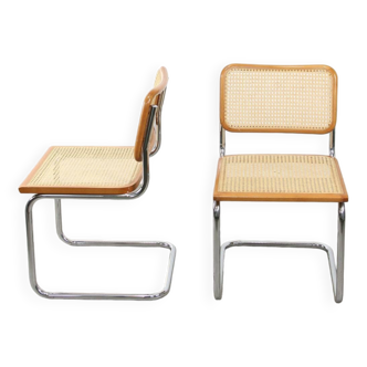 Set of 2 vintage B32 Cesca chairs by Marcel Breuer, 80s
