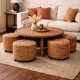 Coffee table and 4 stools in the style of Audoux & Minet.