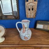 Hyèvre art pitcher signed polychrome enamels