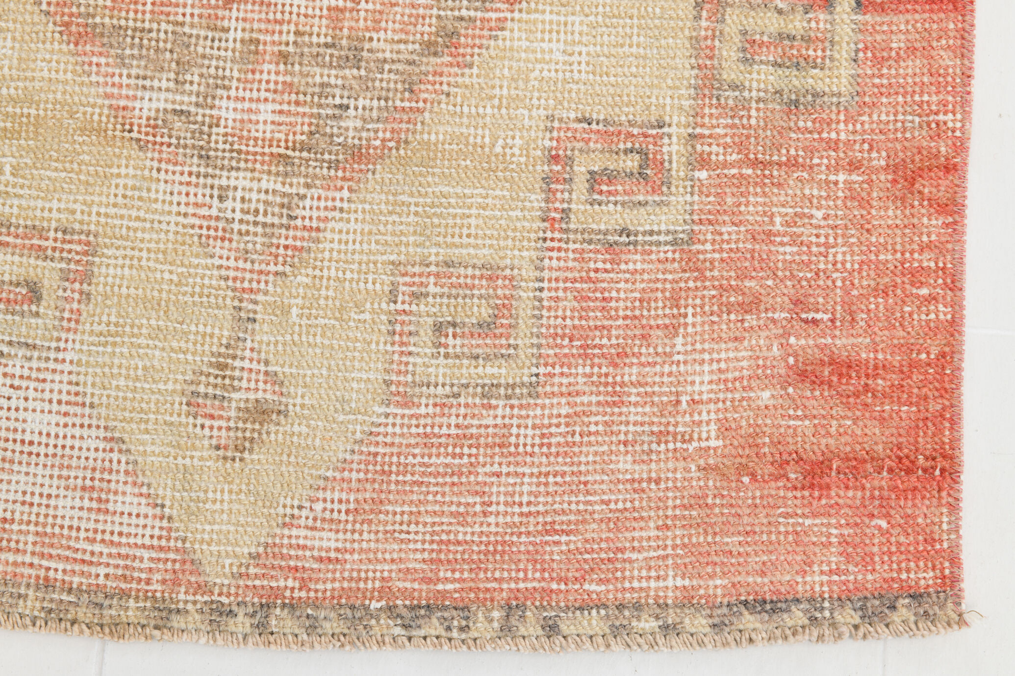 Red & beige vintage runner rug