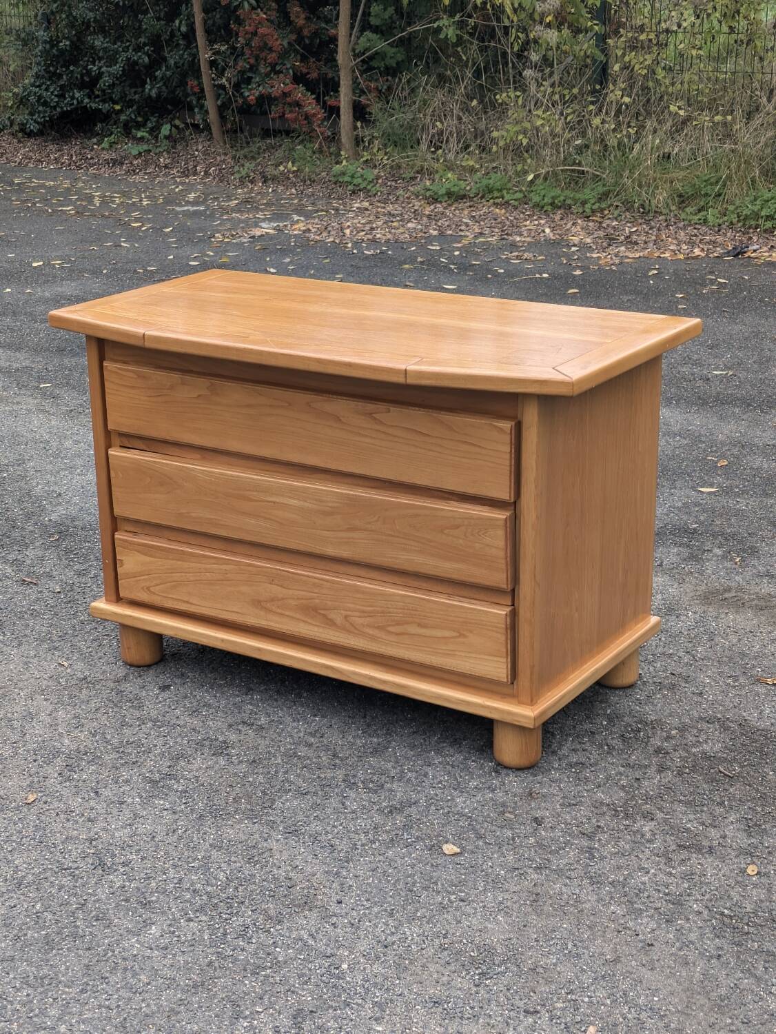 Brutalist chest of drawers in vintage elm 1980