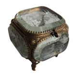 Napoleon III jewellery box bevelled glass engraved box box